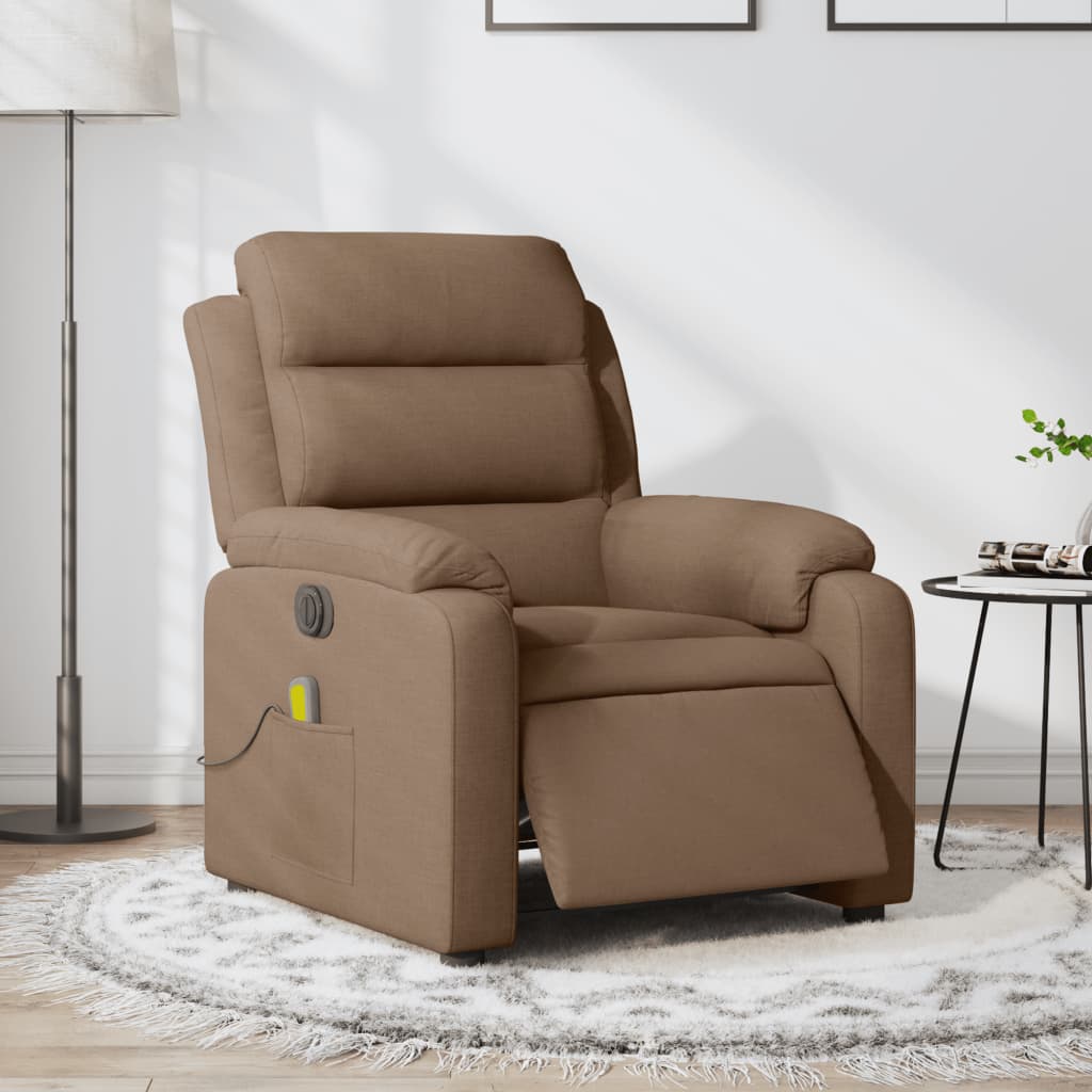 Fauteuil inclinable de massage électrique marron tissu - XIOS