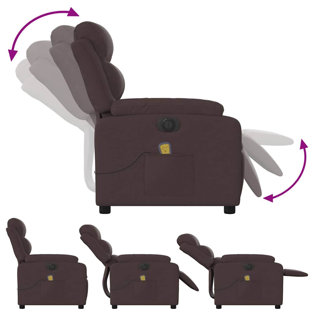 Fauteuil de massage inclinable électrique Marron foncé Tissu - XIOS
