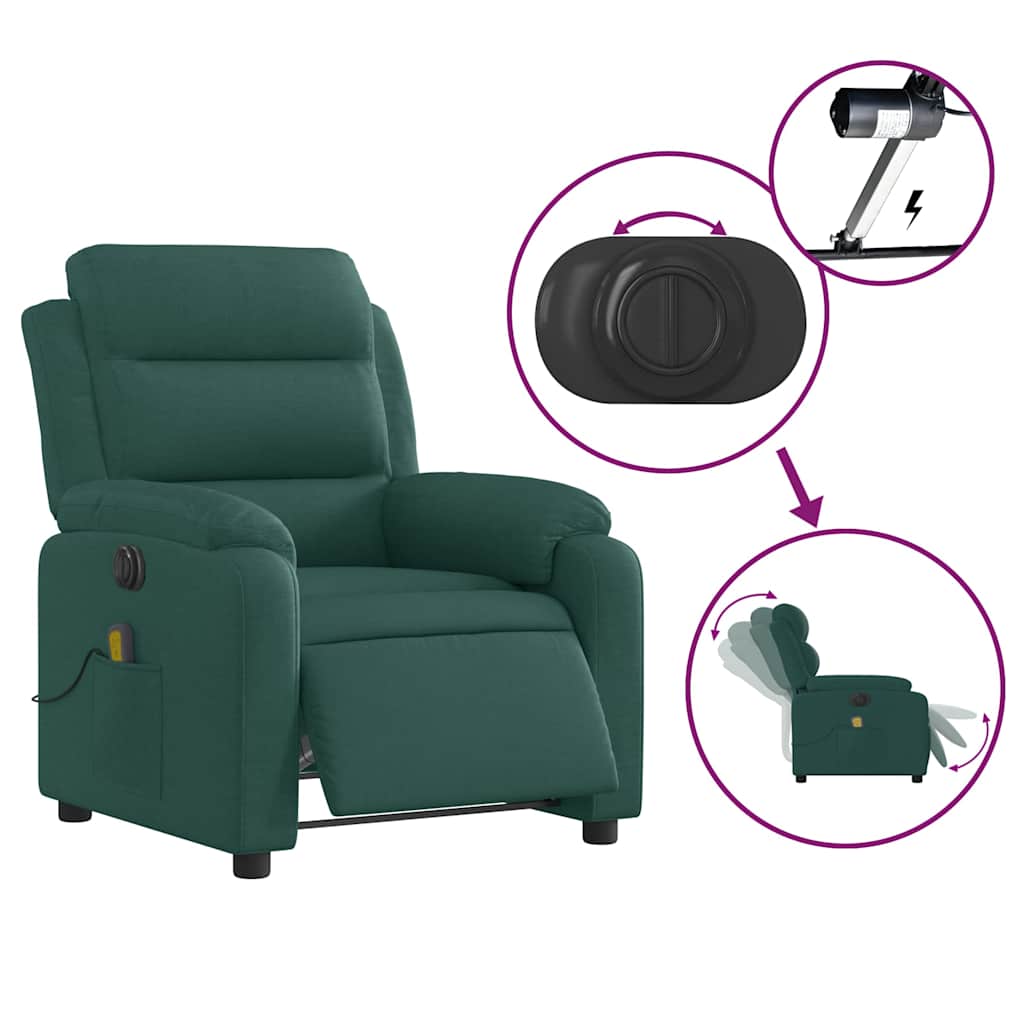 Fauteuil de massage inclinable électrique Vert foncé Tissu - XIOS