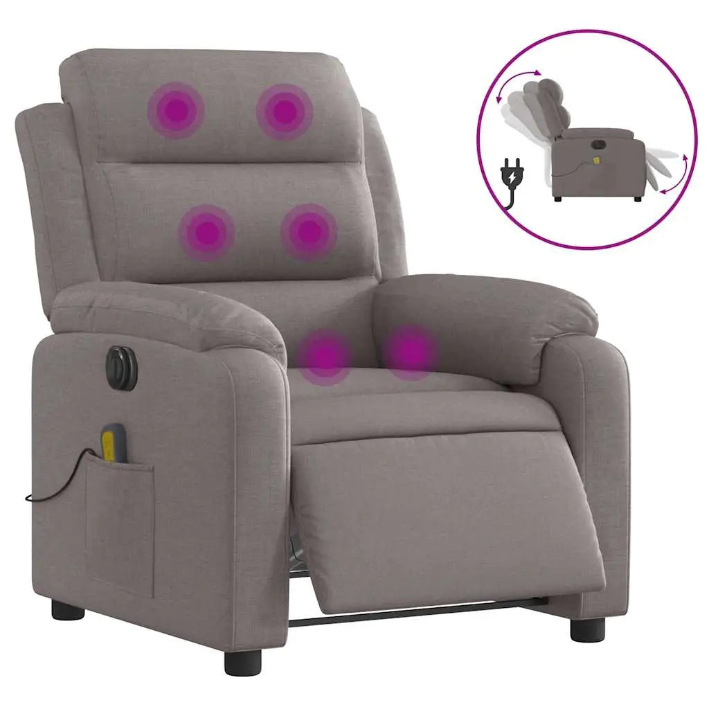 Fauteuil de massage inclinable électrique Taupe Tissu - XIOS