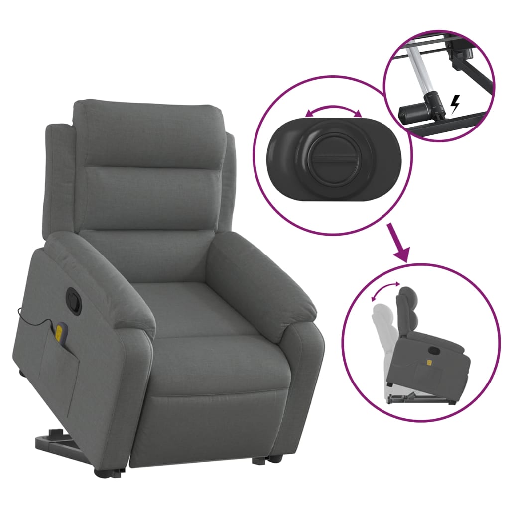 Fauteuil de massage inclinable Gris foncé Tissu - XIOS