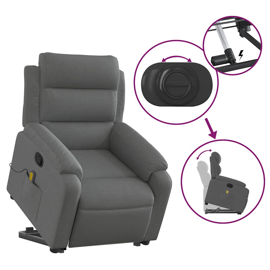 Fauteuil de massage inclinable Gris foncé Tissu - XIOS