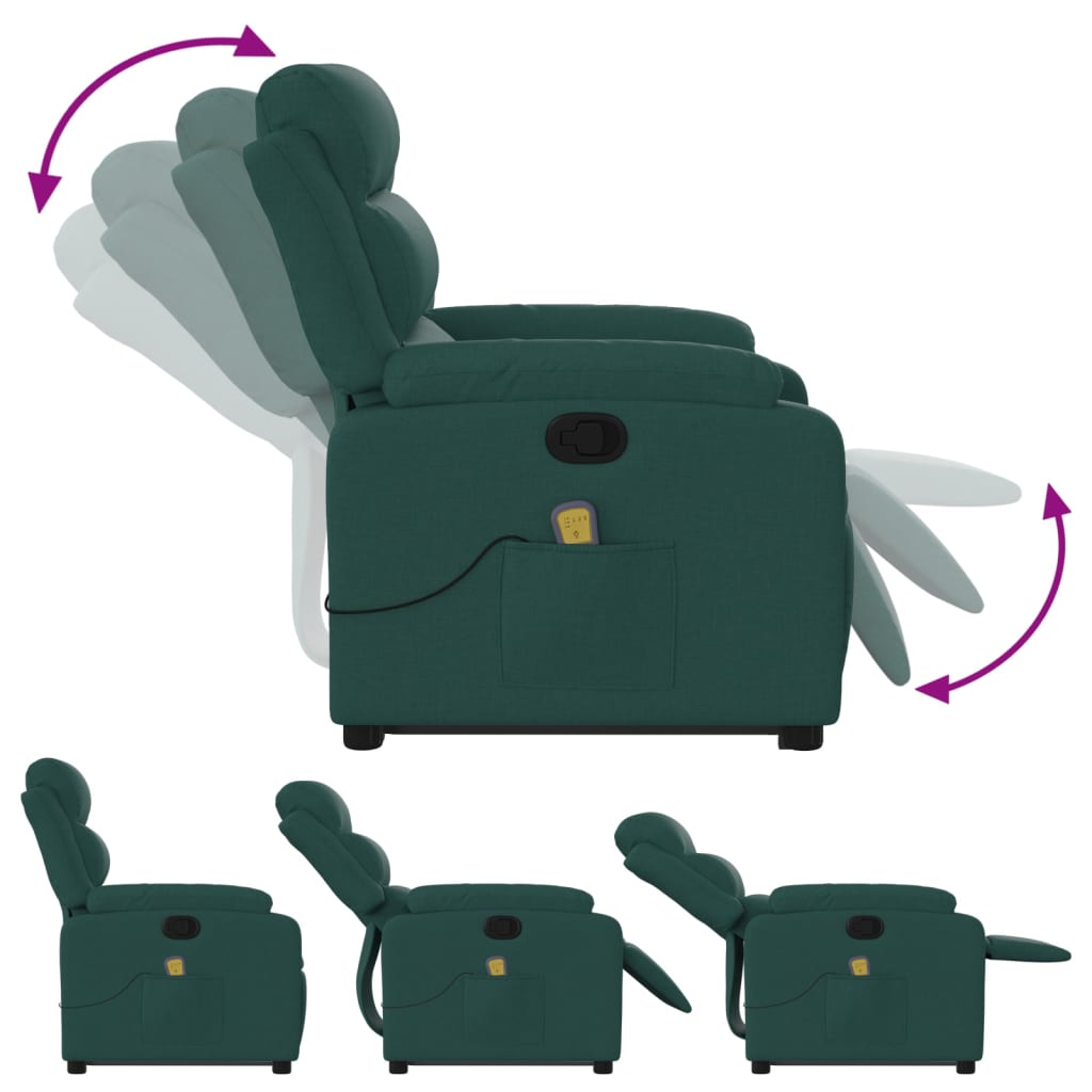 Fauteuil inclinable de massage Vert foncé Tissu - XIOS