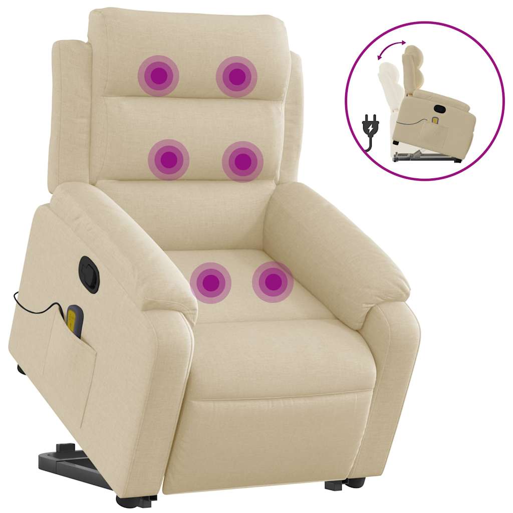Fauteuil inclinable de massage Crème Tissu - XIOS
