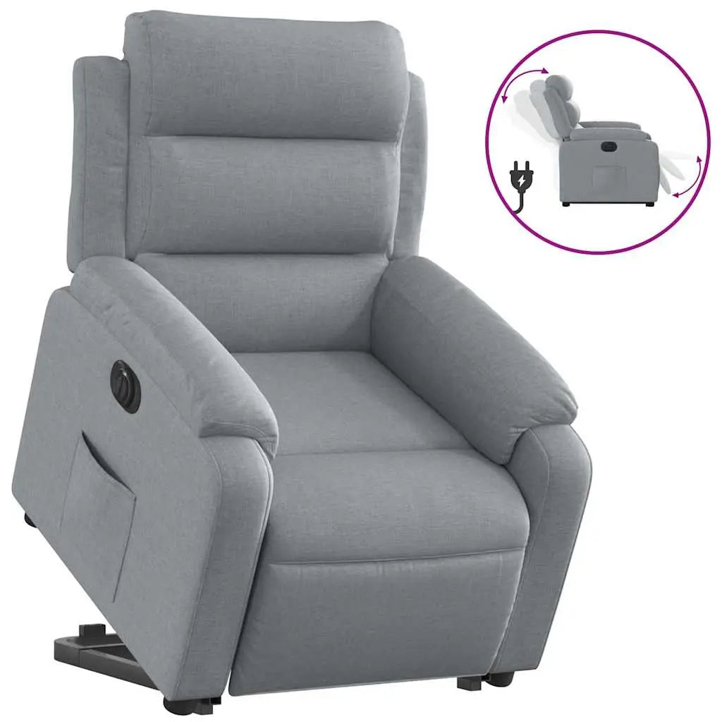 Fauteuil inclinable électrique gris clair tissu - XIOS