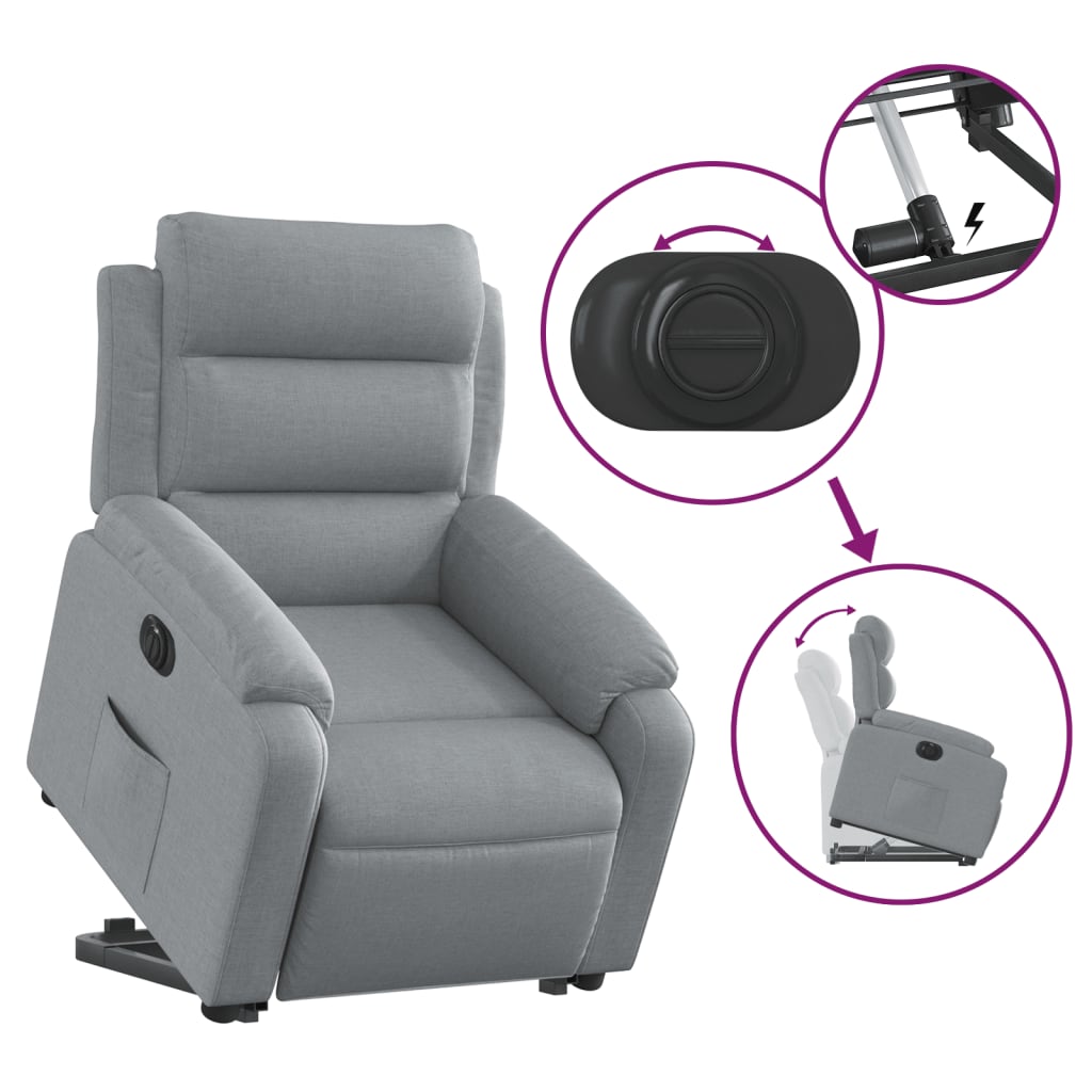 Fauteuil inclinable électrique gris clair tissu - XIOS
