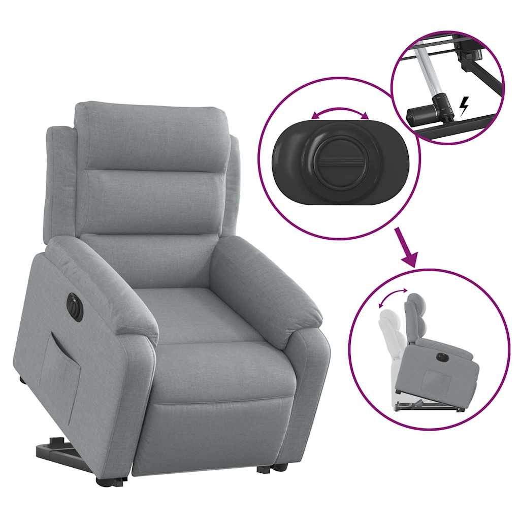 Fauteuil inclinable électrique gris clair tissu - XIOS