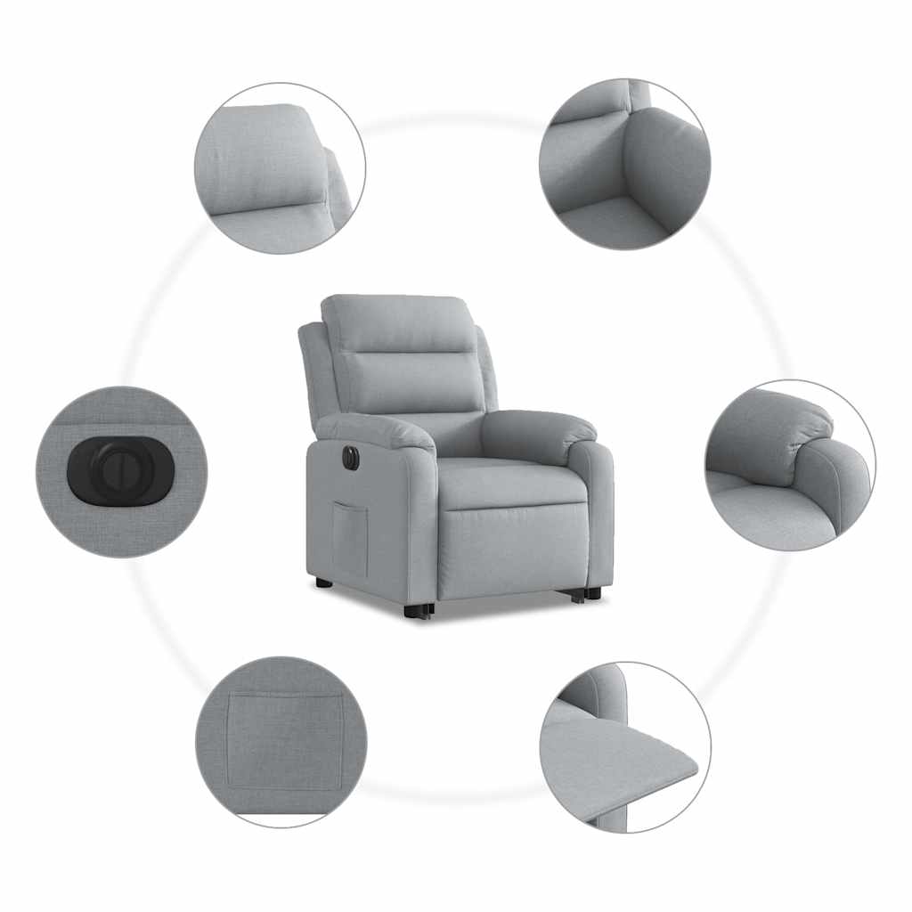 Fauteuil inclinable électrique gris clair tissu - XIOS