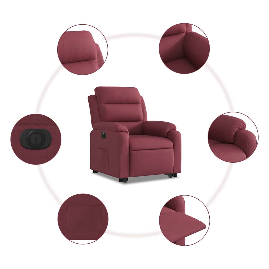 Fauteuil inclinable électrique rouge bordeaux tissu - XIOS