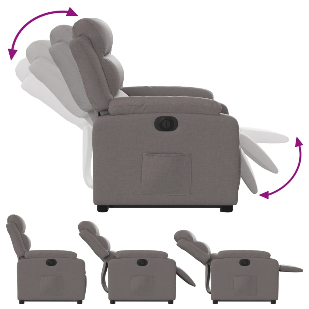 Fauteuil inclinable électrique taupe tissu - XIOS