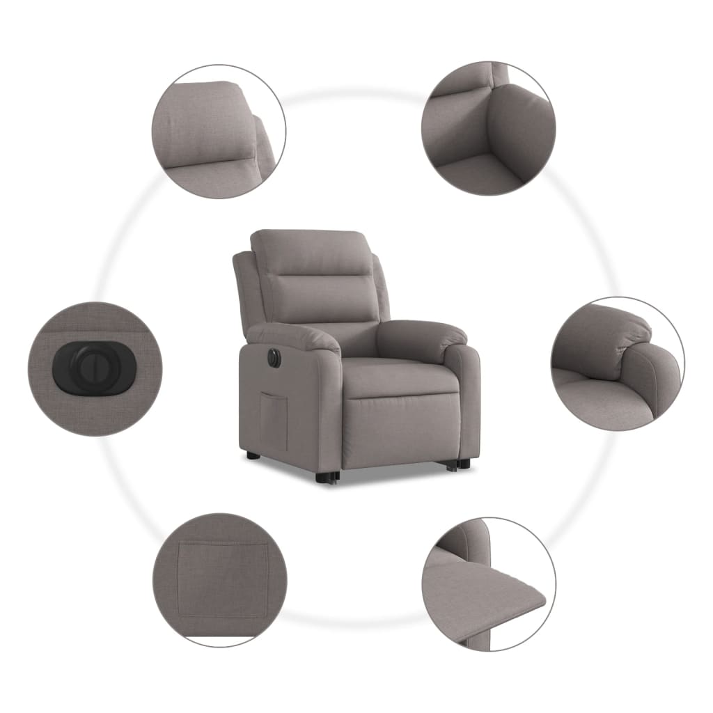 Fauteuil inclinable électrique taupe tissu - XIOS