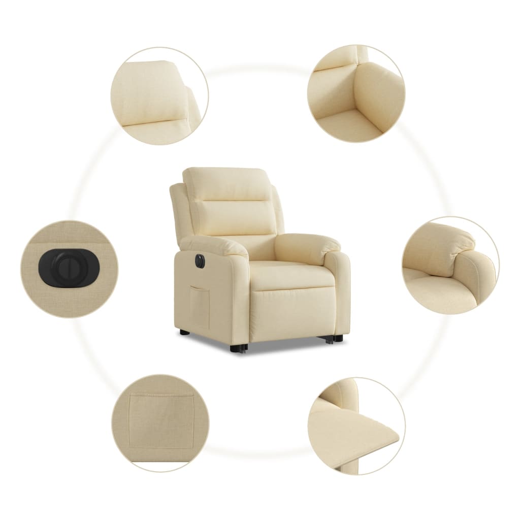 Fauteuil inclinable électrique crème tissu - XIOS