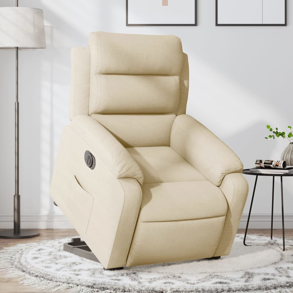 Fauteuil inclinable électrique crème tissu - XIOS