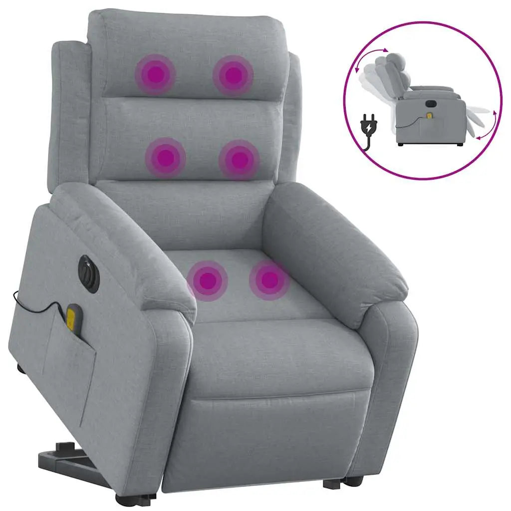 Fauteuil inclinable de massage électrique Gris clair Tissu - XIOS