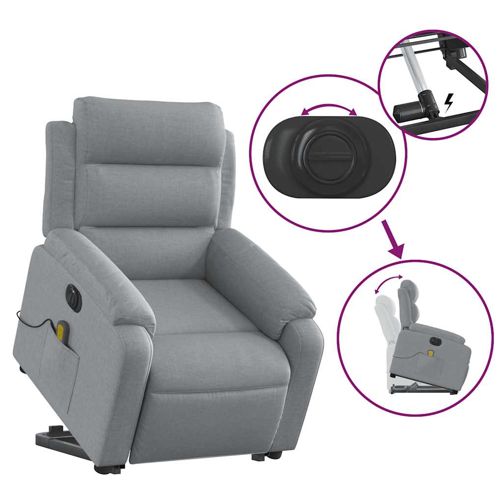 Fauteuil inclinable de massage électrique Gris clair Tissu - XIOS