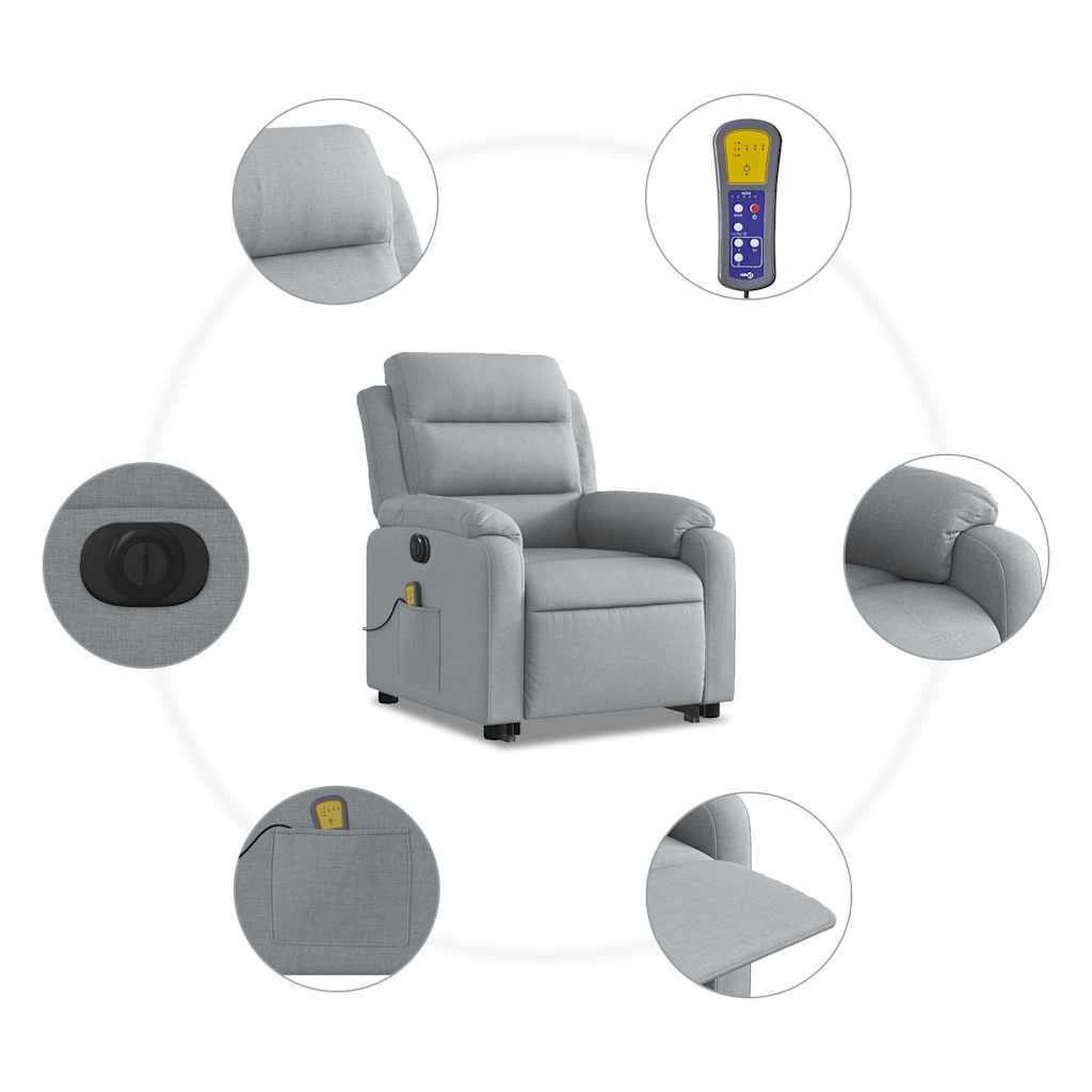 Fauteuil inclinable de massage électrique Gris clair Tissu - XIOS