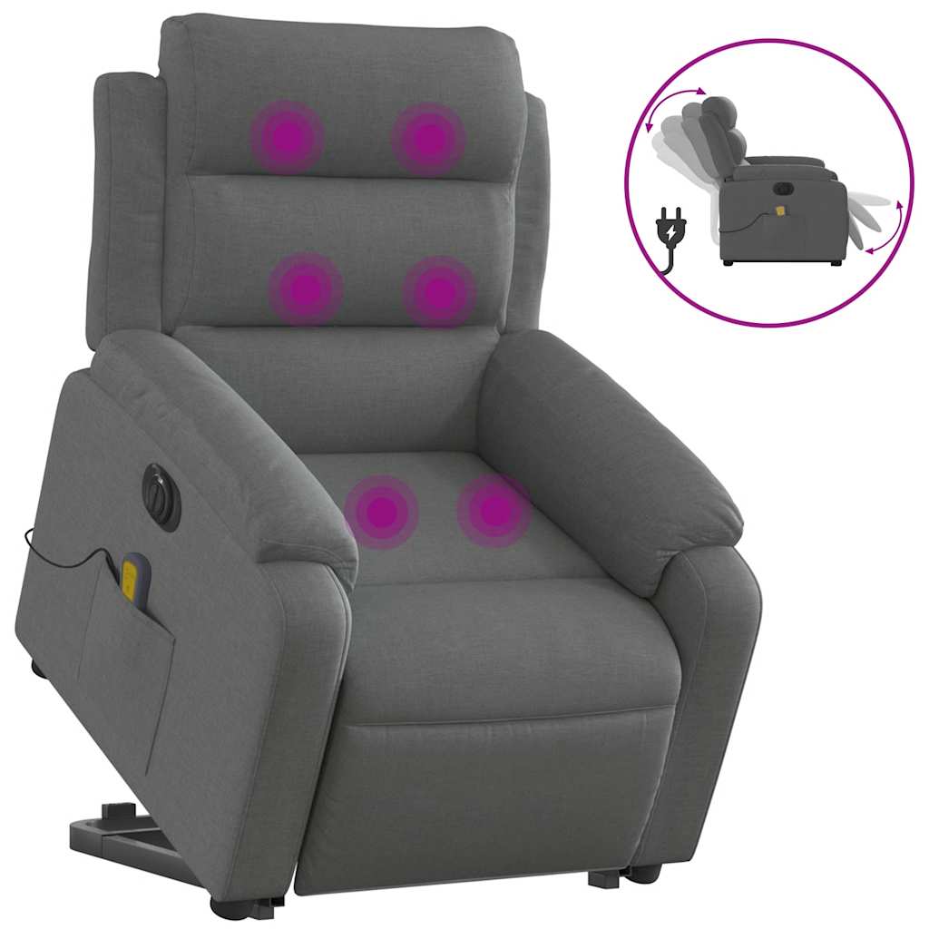 Fauteuil inclinable de massage électrique Gris foncé Tissu - XIOS