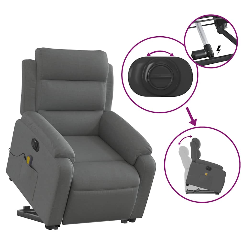 Fauteuil inclinable de massage électrique Gris foncé Tissu - XIOS