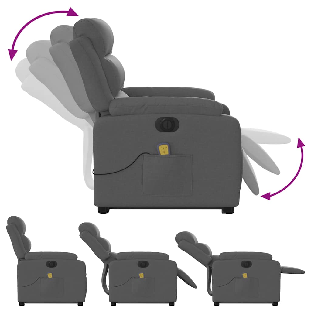 Fauteuil inclinable de massage électrique Gris foncé Tissu - XIOS