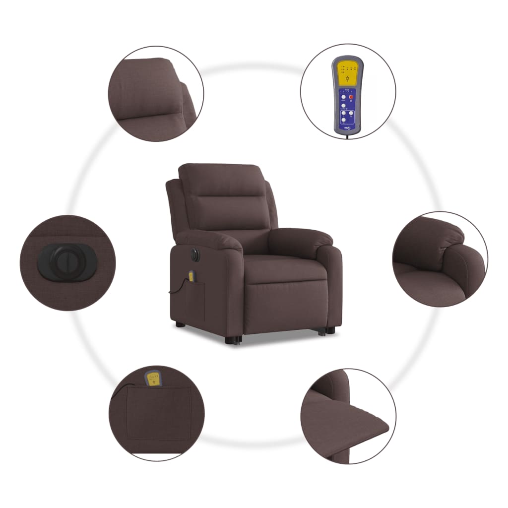 Fauteuil inclinable de massage électrique Marron foncé Tissu - XIOS