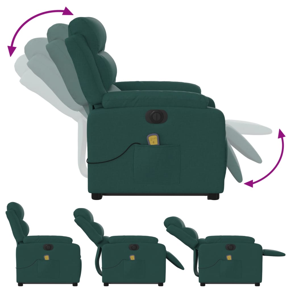 Fauteuil inclinable de massage électrique Vert foncé Tissu - XIOS