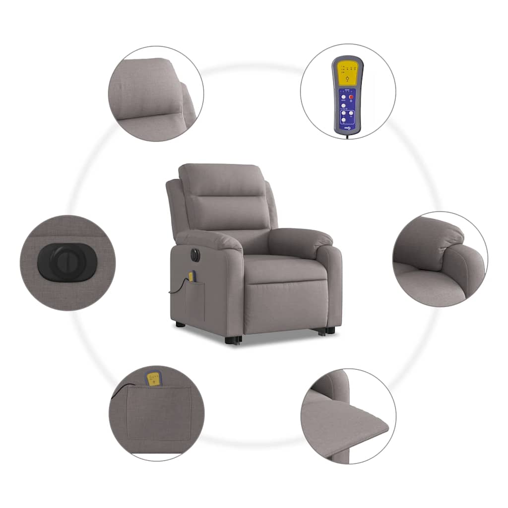 Fauteuil inclinable de massage électrique Taupe Tissu - XIOS
