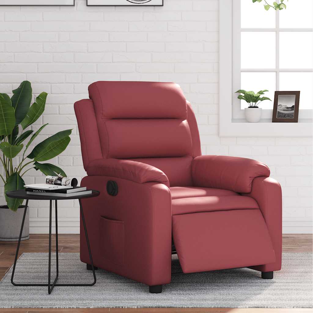 Fauteuil inclinable électrique Rouge bordeaux Similicuir - XIOS