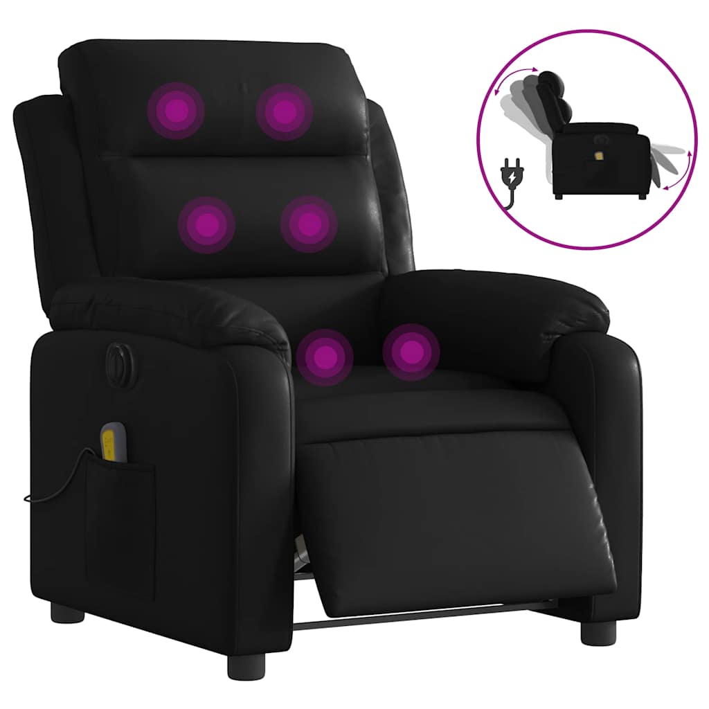 Fauteuil de massage inclinable électrique noir similicuir - XIOS