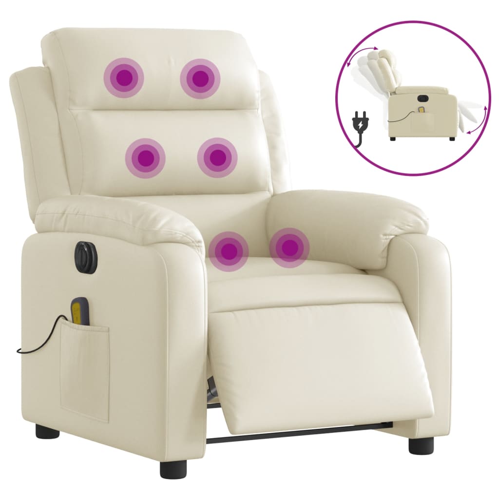 Fauteuil de massage inclinable électrique crème similicuir - XIOS