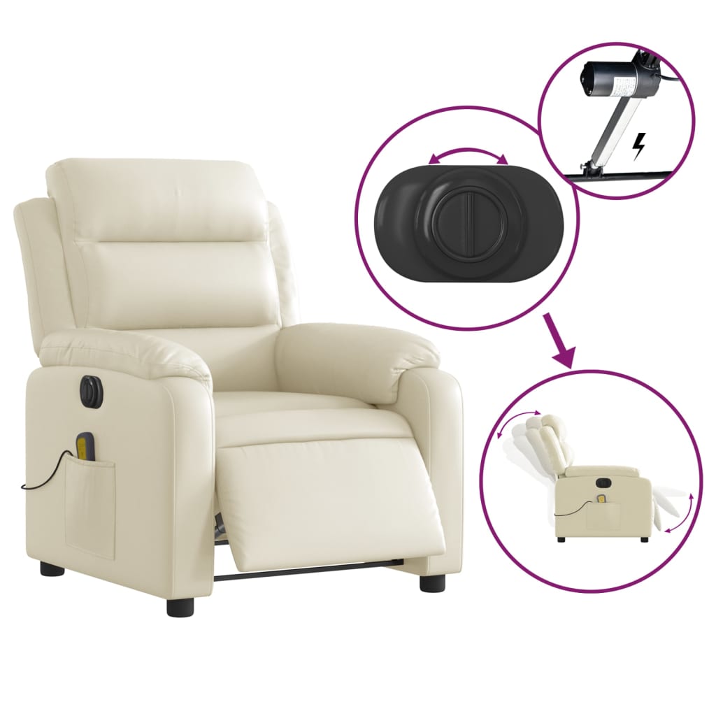 Fauteuil de massage inclinable électrique crème similicuir - XIOS