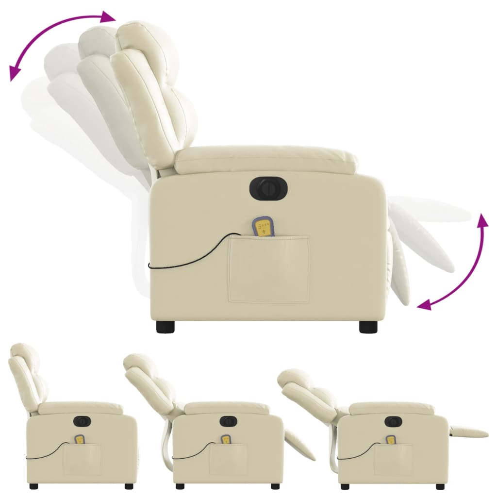 Fauteuil de massage inclinable électrique crème similicuir - XIOS