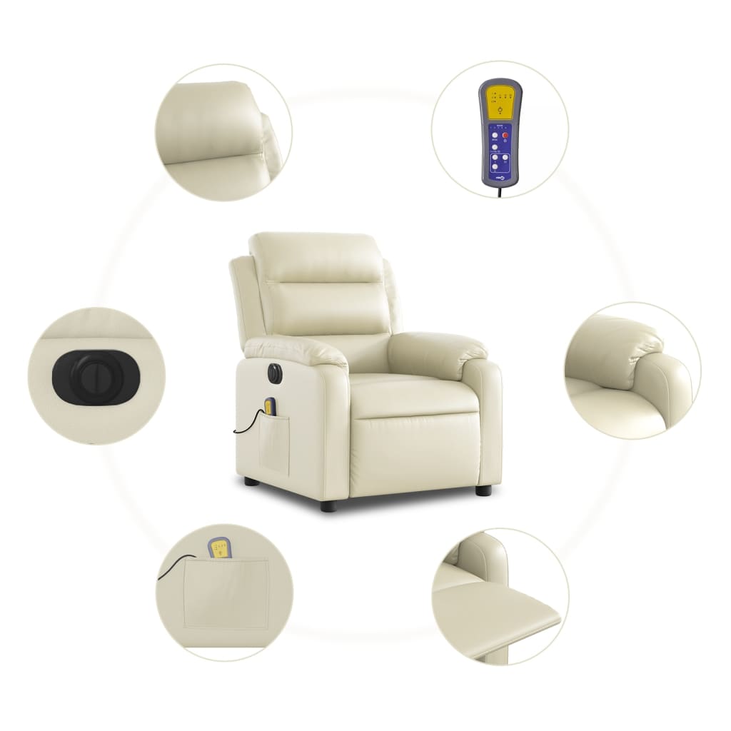 Fauteuil de massage inclinable électrique crème similicuir - XIOS