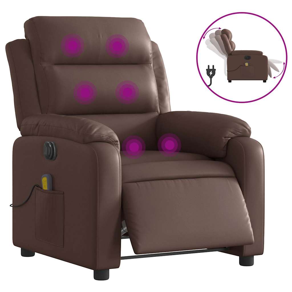 Fauteuil de massage inclinable électrique marron similicuir - XIOS