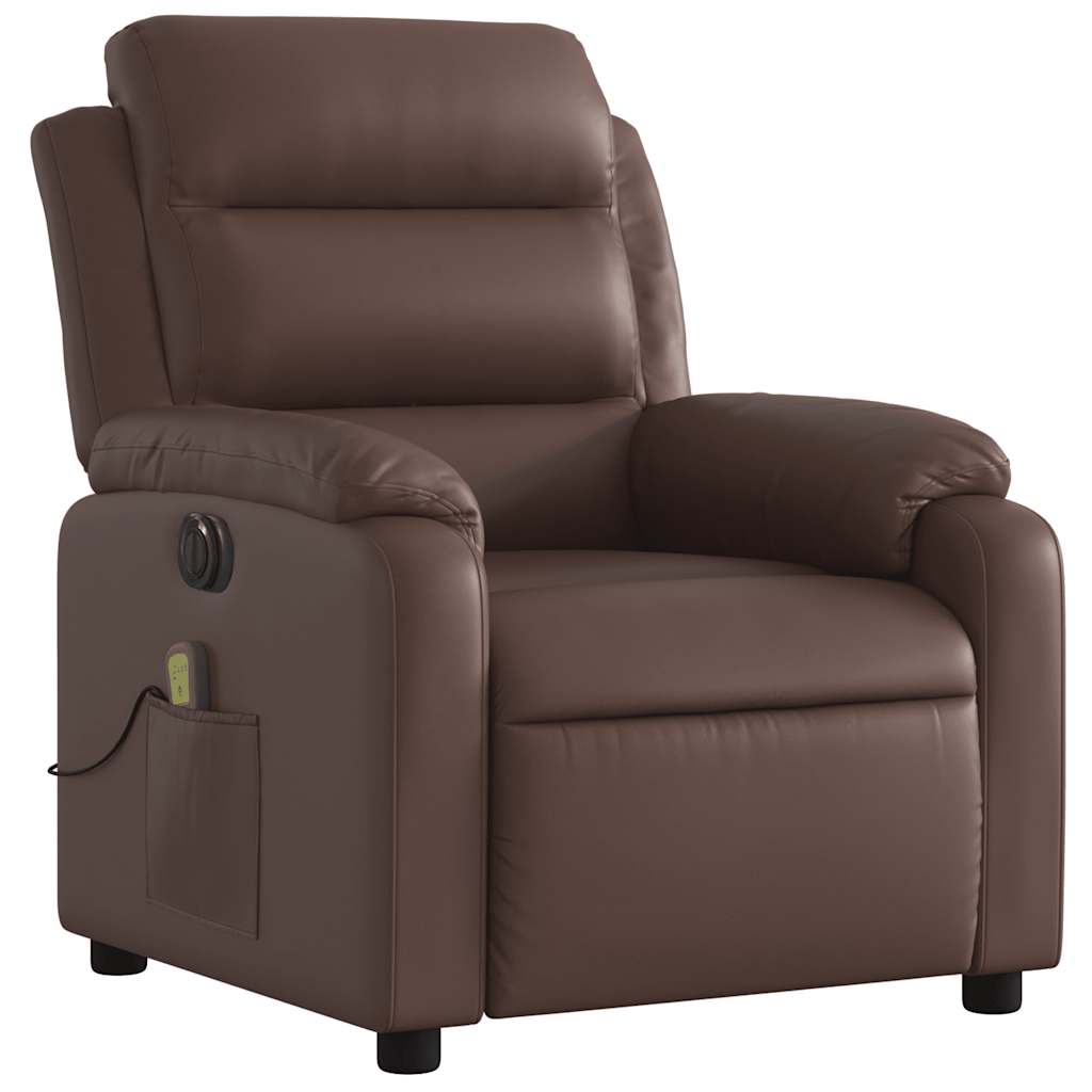 Fauteuil de massage inclinable électrique marron similicuir - XIOS