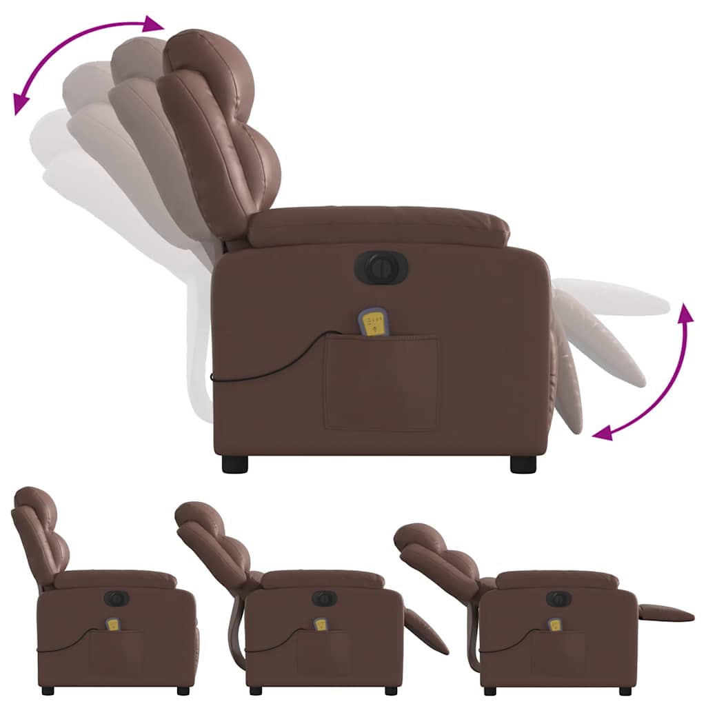 Fauteuil de massage inclinable électrique marron similicuir - XIOS