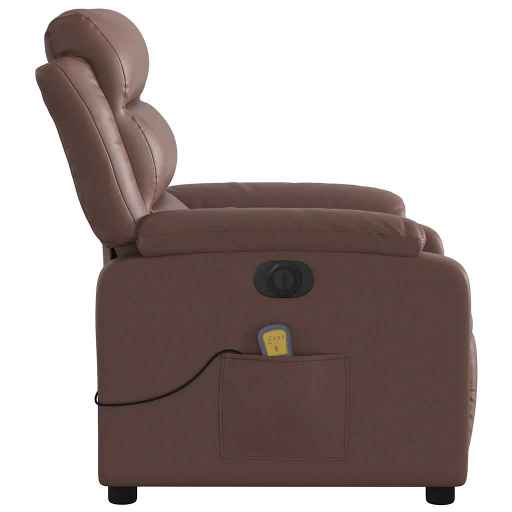 Fauteuil de massage inclinable électrique marron similicuir - XIOS