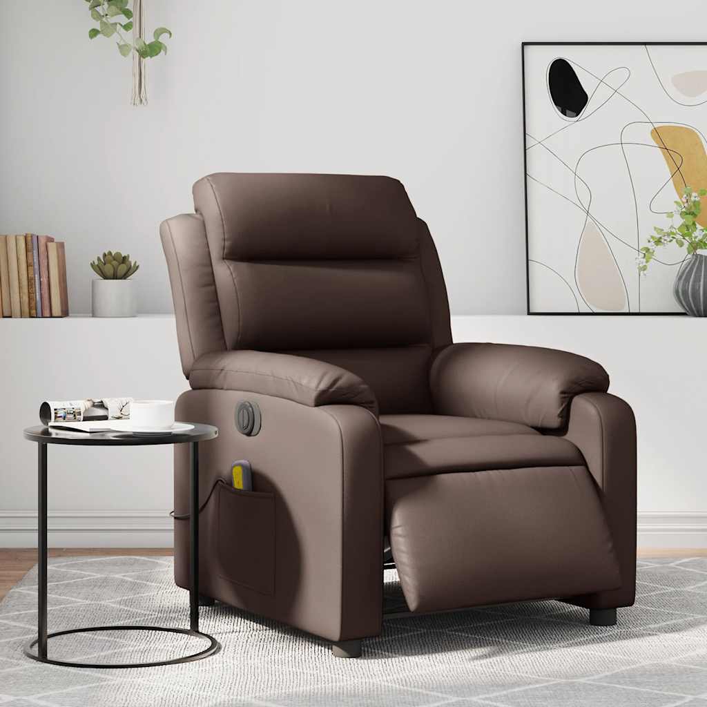 Fauteuil de massage inclinable électrique marron similicuir - XIOS