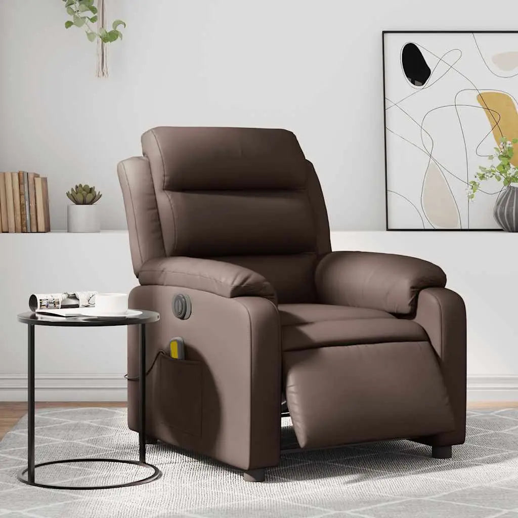 Fauteuil de massage inclinable électrique marron similicuir - XIOS