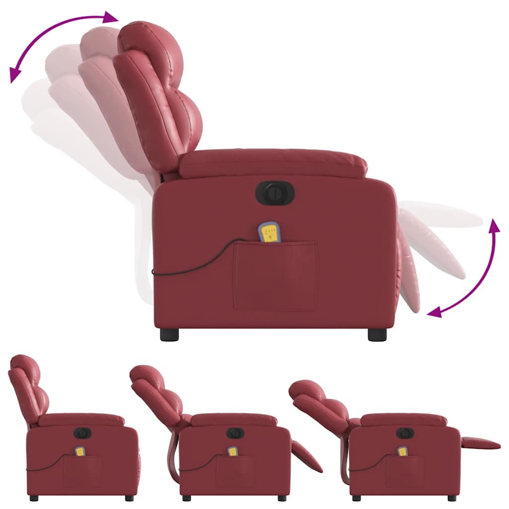 Fauteuil de massage inclinable électrique rouge bordeaux - XIOS