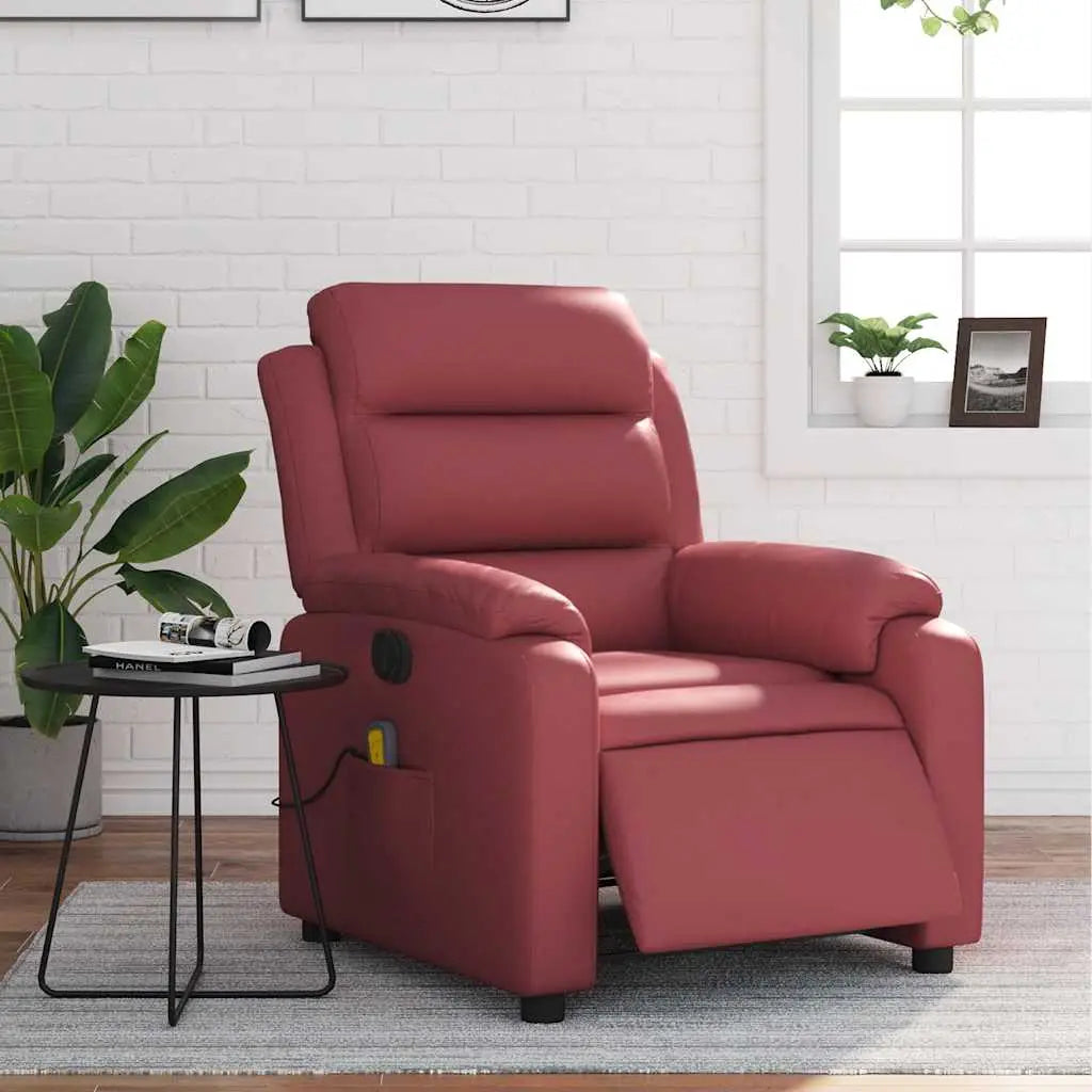 Fauteuil de massage inclinable électrique rouge bordeaux - XIOS