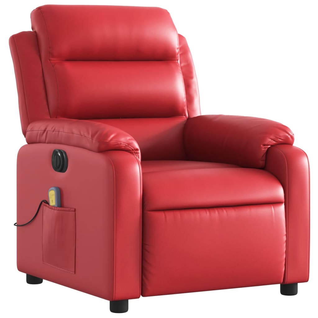 Fauteuil de massage inclinable électrique rouge similicuir - XIOS