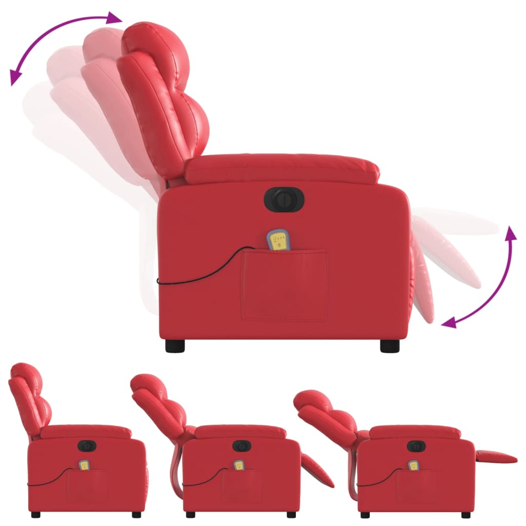 Fauteuil de massage inclinable électrique rouge similicuir - XIOS