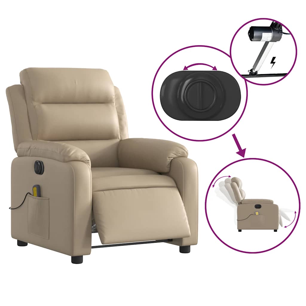 Fauteuil de massage inclinable électrique cappuccino similicuir - XIOS