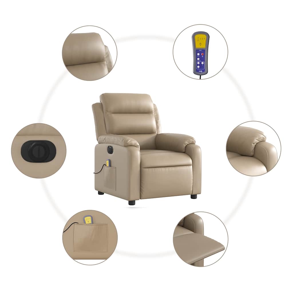 Fauteuil de massage inclinable électrique cappuccino similicuir - XIOS