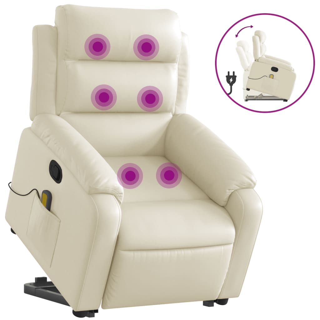 Fauteuil inclinable de massage Crème Similicuir - XIOS