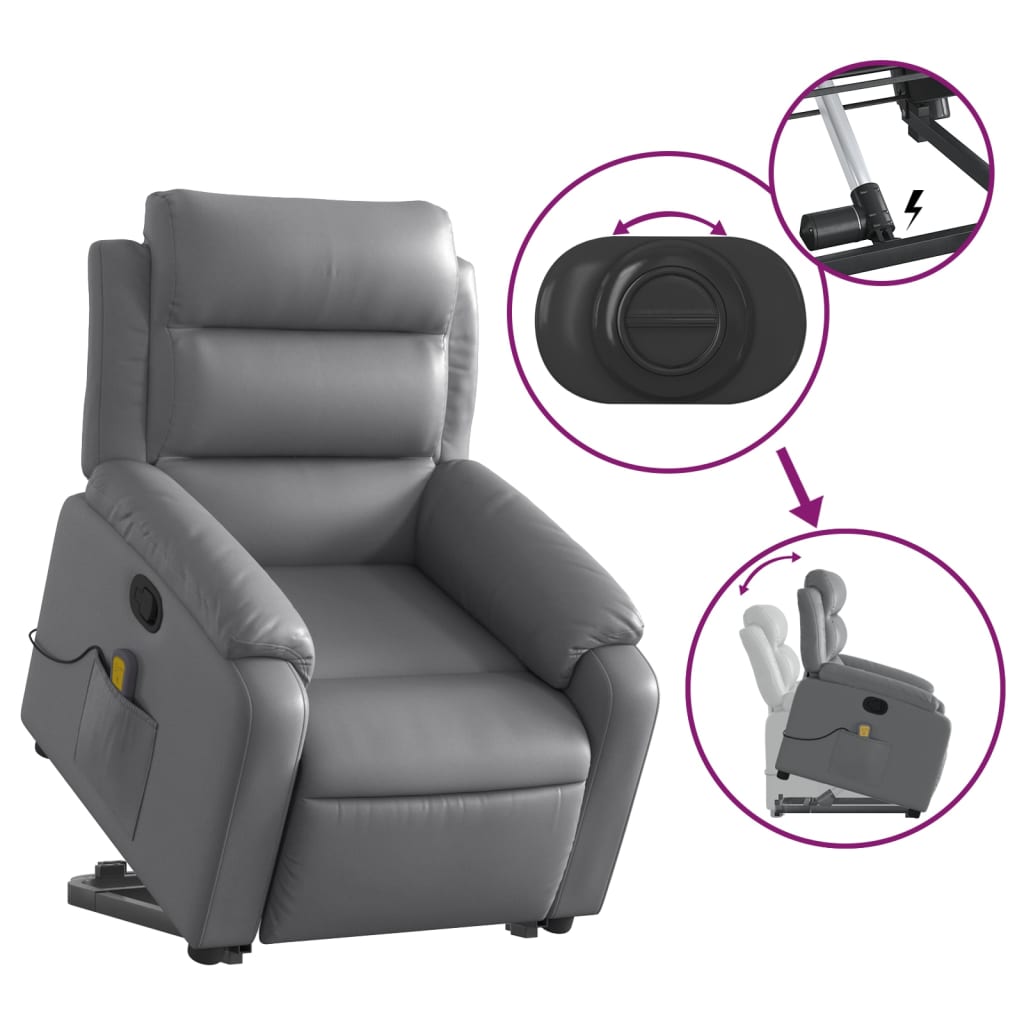 Fauteuil inclinable de massage Gris Similicuir - XIOS