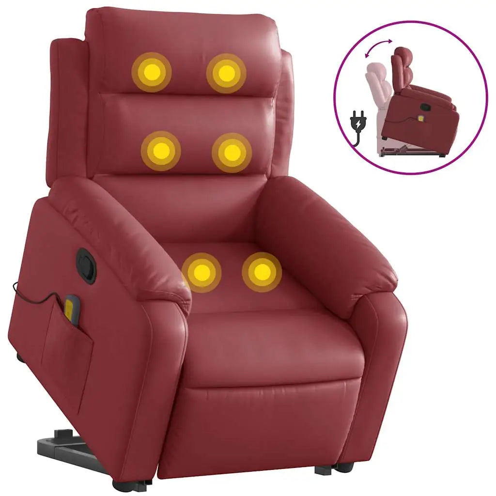 Fauteuil inclinable de massage Rouge bordeaux Similicuir - XIOS