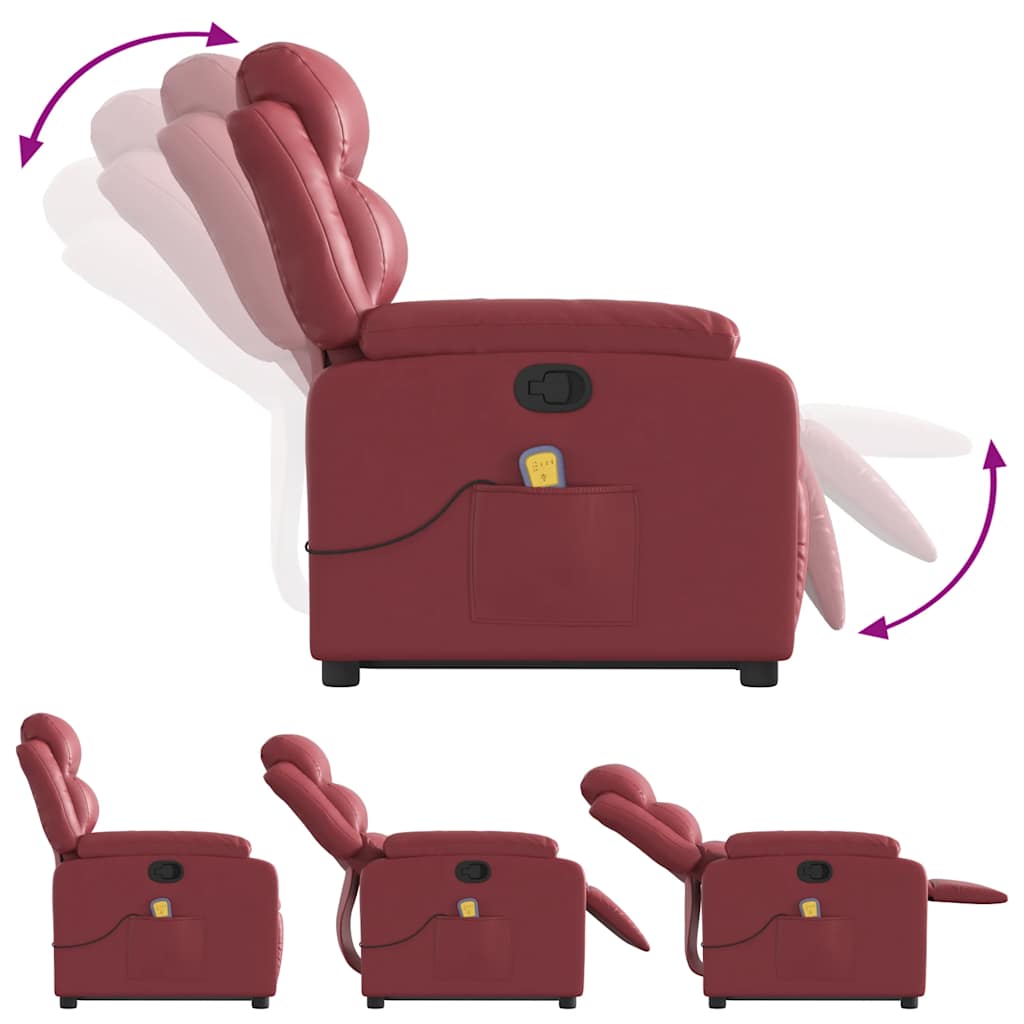 Fauteuil inclinable de massage Rouge bordeaux Similicuir - XIOS