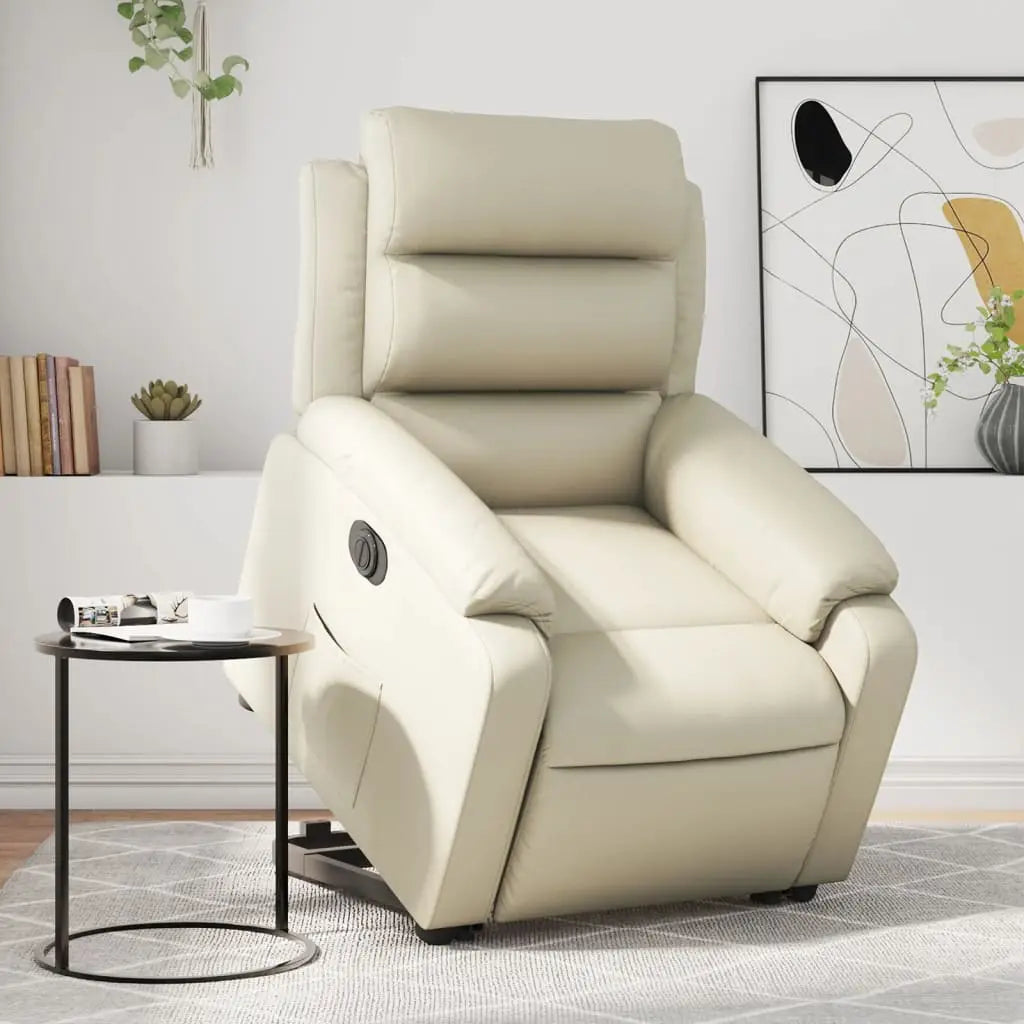 Fauteuil inclinable électrique crème similicuir - XIOS