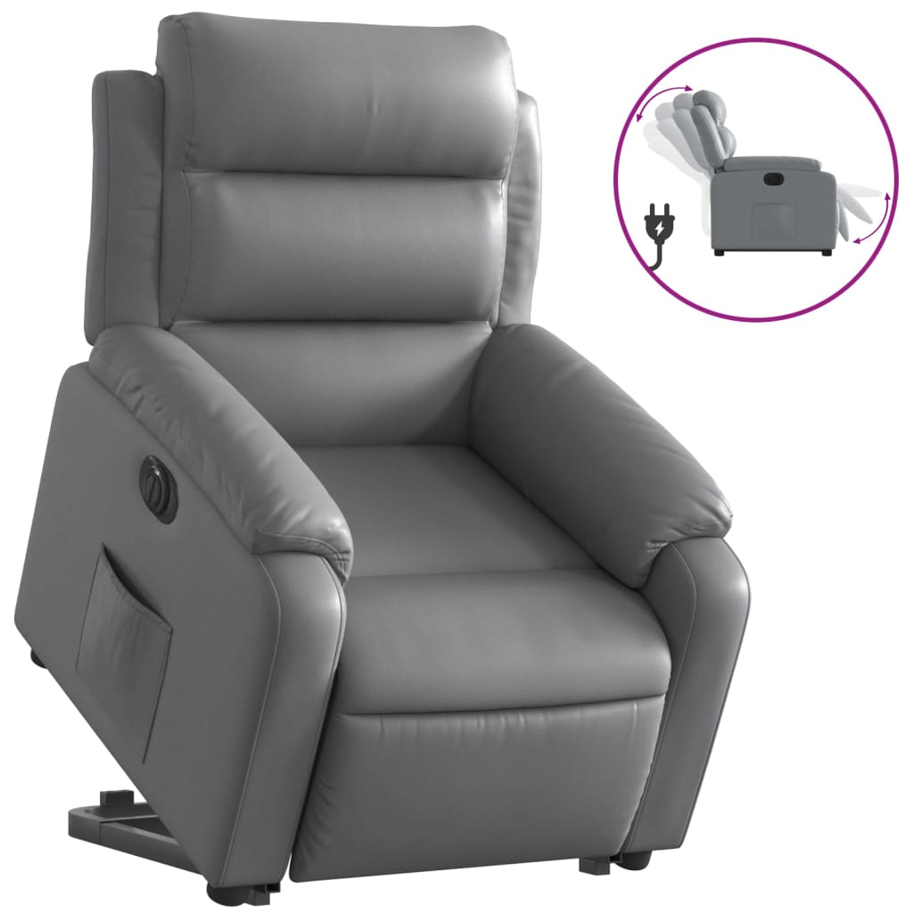 Fauteuil inclinable électrique gris similicuir - XIOS